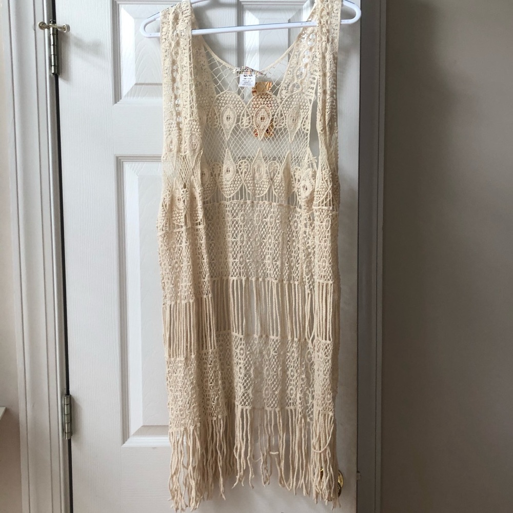 Boho styled tank top cardigan.